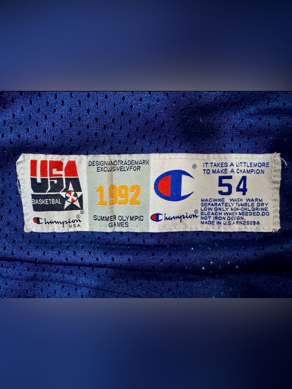 1992 Champion Michael Jordan #9 USA Dream Team Olympic Jersey — Sewn — Size 54 - Picture 5 of 6